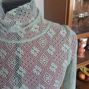 FP Movement by Free People Mint Lace Cowl Neck Sweater